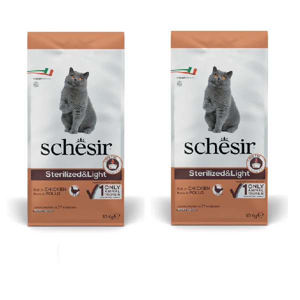 2x10kg Schesir Sterilized&Light Ricco in Pollo - Crocchette Gatto 2x10kg Schesir Sterilized&Light Ricco in Pollo - Crocchette Gatto